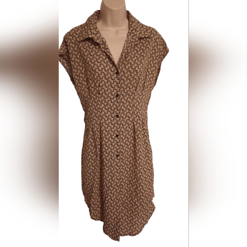 Elegant Brown Patterned Mini Dress